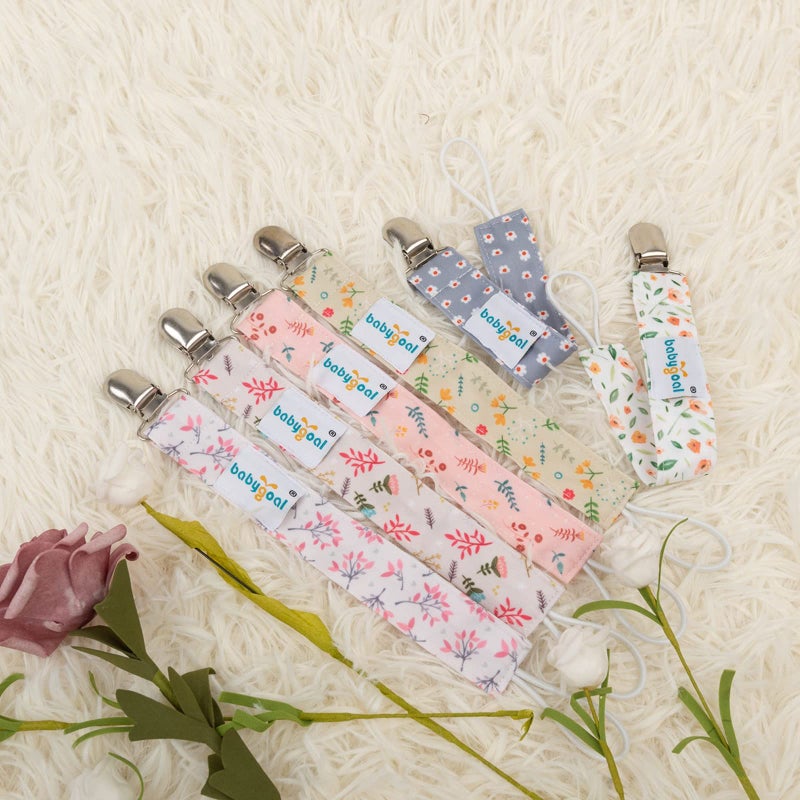 Babygoal Floral Pacifier Clips, 6 Pack Pacifier Holder Clips 6MP21 - Image 2