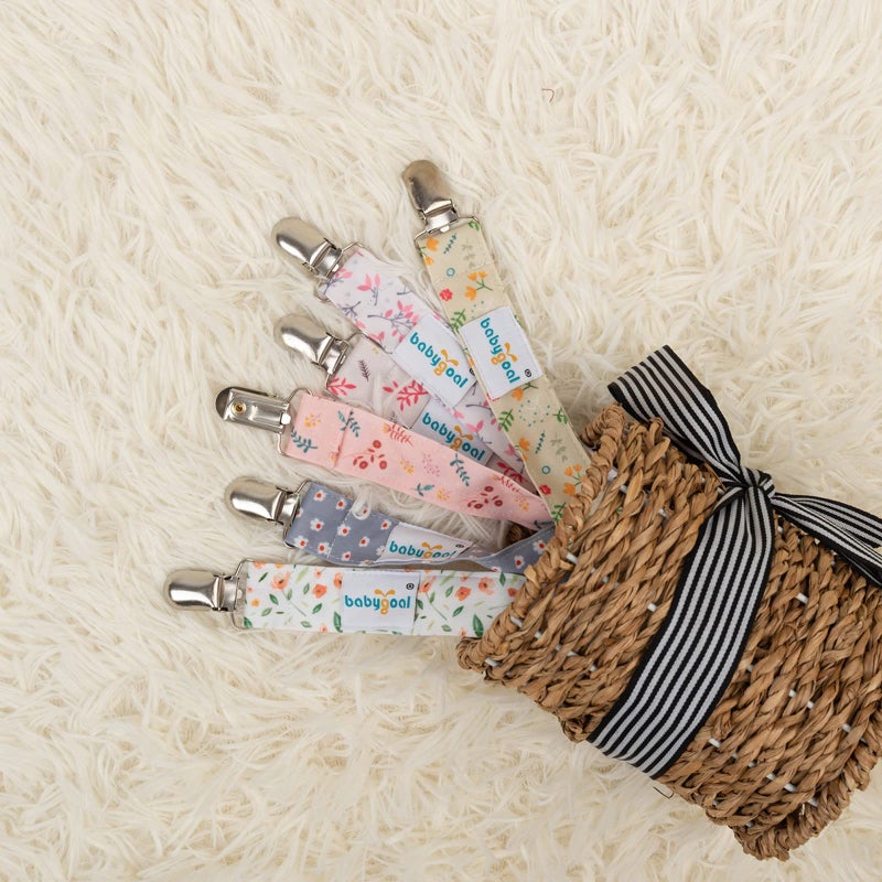 Babygoal Floral Pacifier Clips, 6 Pack Pacifier Holder Clips 6MP21 - Image 3