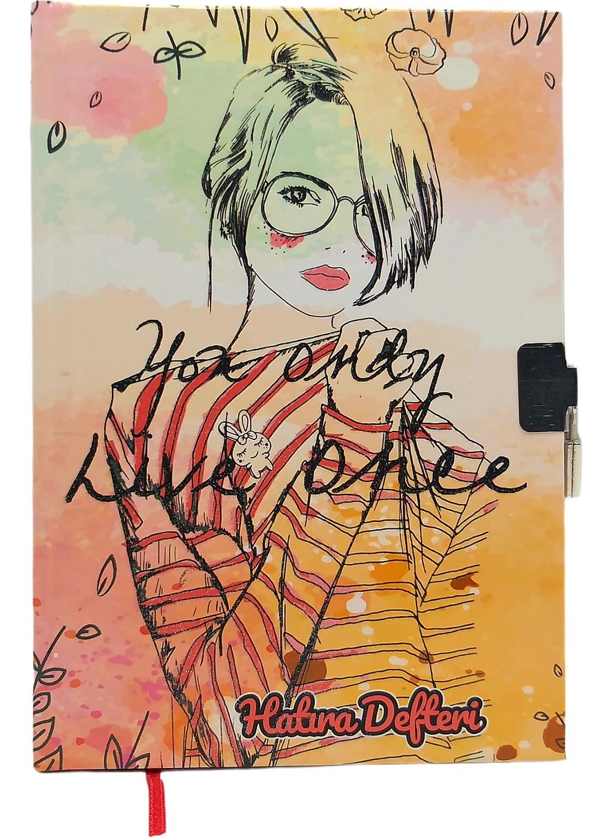 Seven Loving Glitter Diary Book Locked-Girl-You Only Live Omee  - Image 1