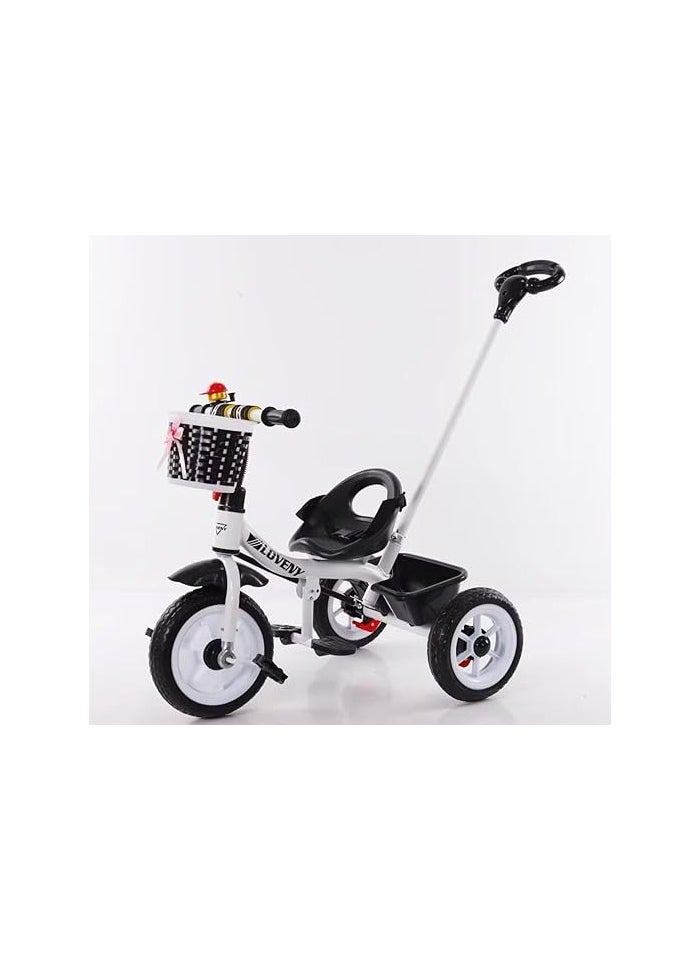 2 in 1 Tricycle for Kids with Parental Push Handle, Small Bell, Kids Tricycles with Foldable Dismounting Pedal, Removable Push Handle, Belt, Kids Cycle Trikes for Ages 1.5-6 Years