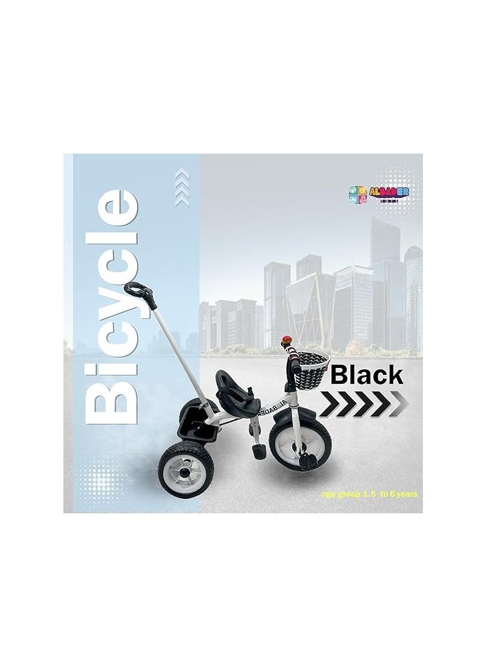 2 in 1 Tricycle for Kids with Parental Push Handle, Small Bell, Kids Tricycles with Foldable Dismounting Pedal, Removable Push Handle, Belt, Kids Cycle Trikes for Ages 1.5-6 Years