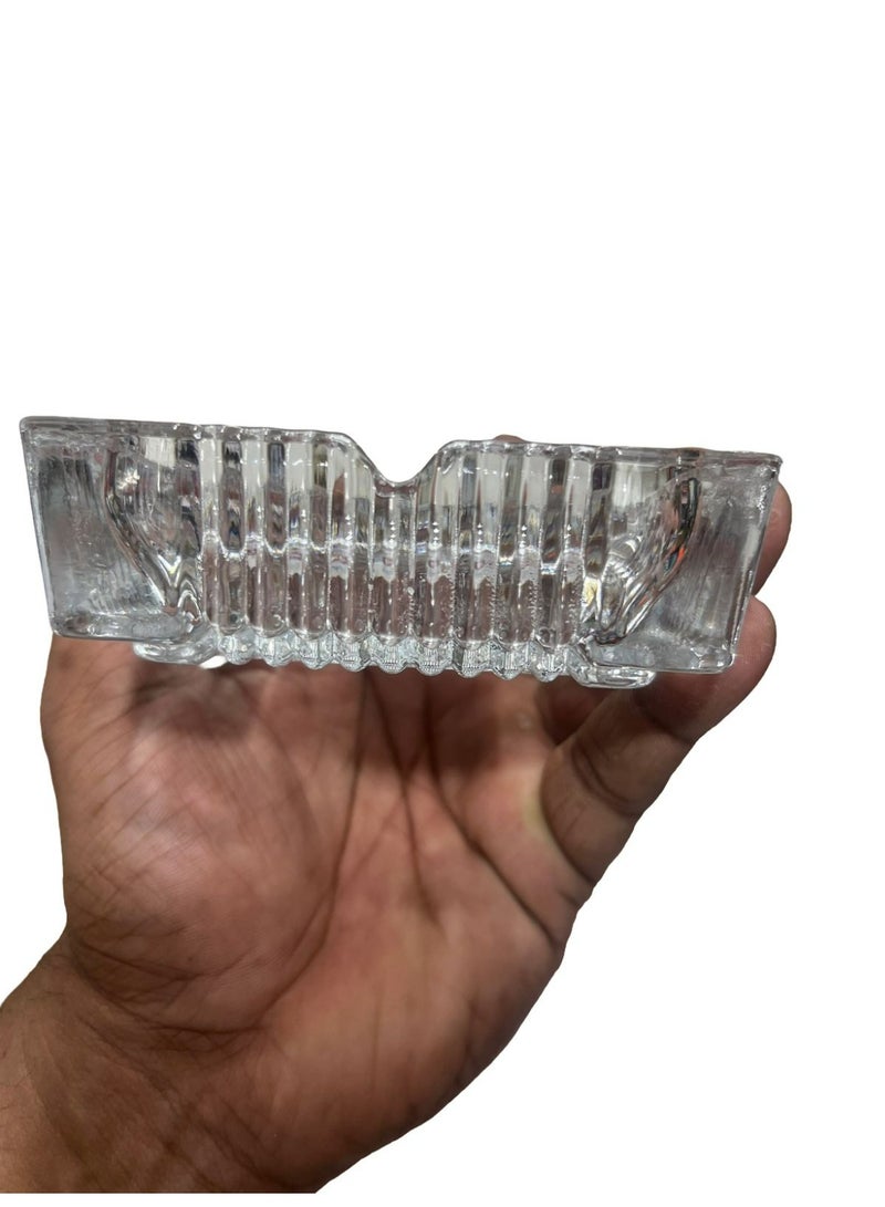 منفضة سجائر زجاجية مربعة، 10.5 × 4 سم، سمك 8 ملم، زجاج مقوى متين ومقاوم للحرارة - Image 2