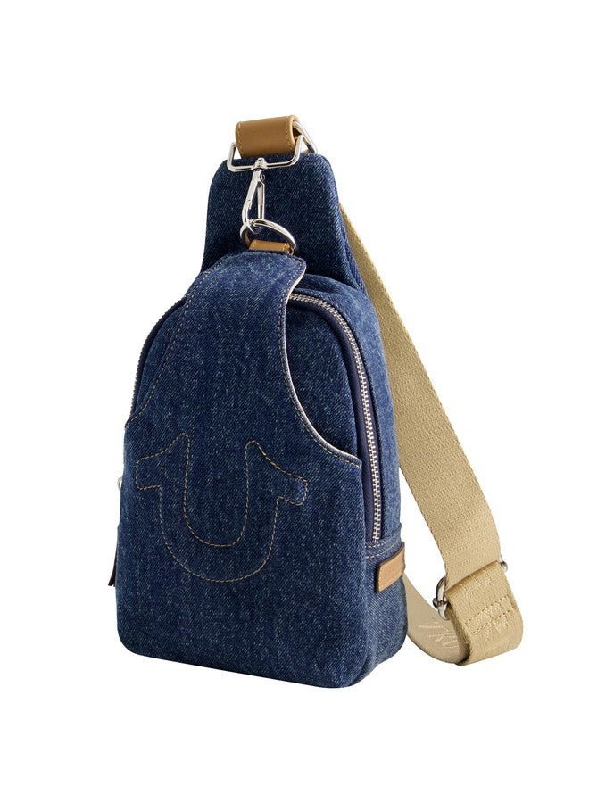 TRUE RELIGION Women'S Sling Bag Small Travel Backpack With Adjustable Shoulder Crossbody Strap Dark Denim - Image 1