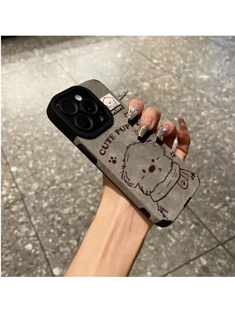 NIBEMINENT Scarf Puppy Protective TPU Case Cover For IPhone 14 Plus, Gray