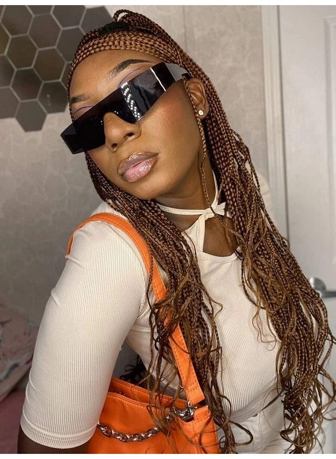 AIEYEZO Modern Fashion Rimless Futuristic Wrap Around Sunglasses Women Men Cyberpunk Visor Sun Glasses Trendy Future Shades (Blackgrey + Blackgrey) - Image 2