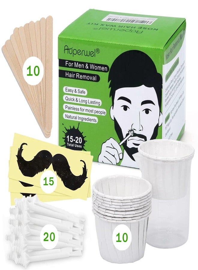 Auperwel Nose Wax Kit, 100g, for Painless Hair Removal, Includes 20 Applicators, 15 Mustache Guards, and 10 Paper Cups, Long-Lasting Results, Dermatologist Tested, Hypoallergenic, Sensitive Skin - Image 1