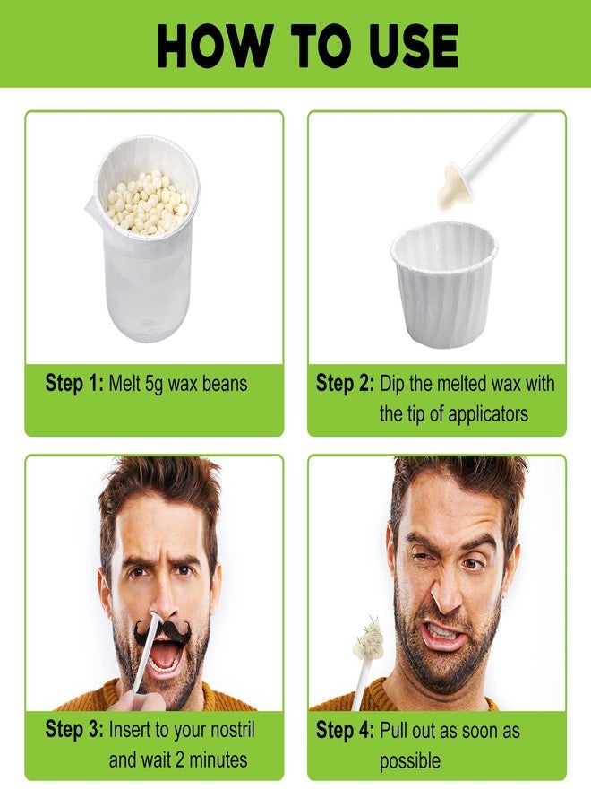 Auperwel Nose Wax Kit, 100g, for Painless Hair Removal, Includes 20 Applicators, 15 Mustache Guards, and 10 Paper Cups, Long-Lasting Results, Dermatologist Tested, Hypoallergenic, Sensitive Skin - Image 4