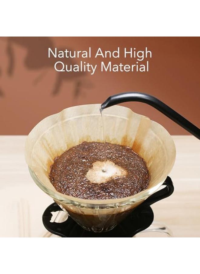 شواي 100 قطعة V60 فلتر القهوة الورقي غير المبيض القابل للتصرف مرشح القهوة المخروطي المحمول لمدة 2 4 أشخاص - Image 4