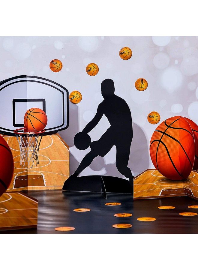 Skylety 24 قطعة زينة مركزية لكرة السلة زينة طاولة حفلة السلة لوازم حفلة لاعب كرة السلة ظلال قصاصات كرة السلة زينة حفلة كرة السلة لعيد الميلاد أو حفلة استقبال المولود - Image 4