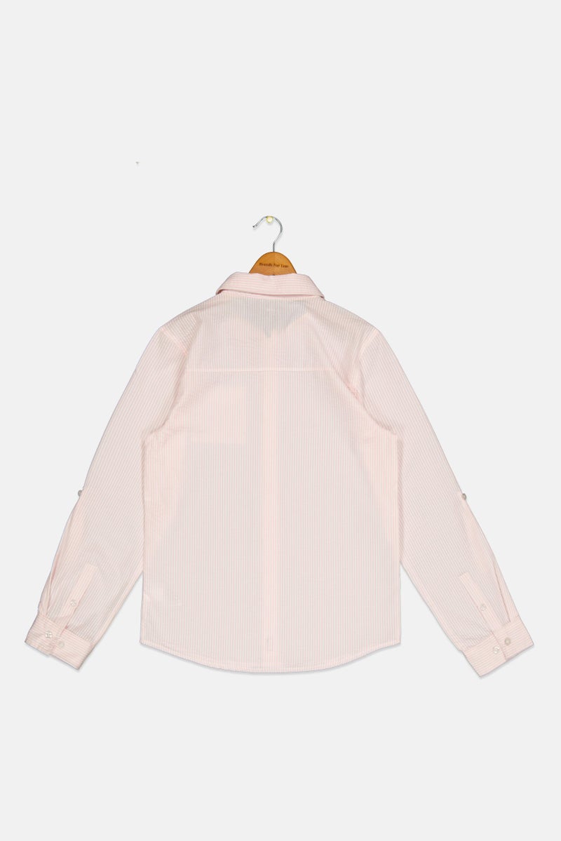 DKNY Kids Boy Striped Long Sleeve Casual Shirt, Multicolor - Image 2