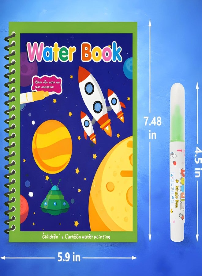 مجموعة كتب تلوين سحرية مائية من GROOVYDUDZ (4 كتب) مع أقلام قابلة لإعادة التعبئة | كتاب أنشطة سحري قابل لإعادة الاستخدام بدون فوضى للأطفال | لعبة رسم تعليمية، تنمية المهارات الحركية الدقيقة، سريع الجفاف، مناسب للسفر - Image 2