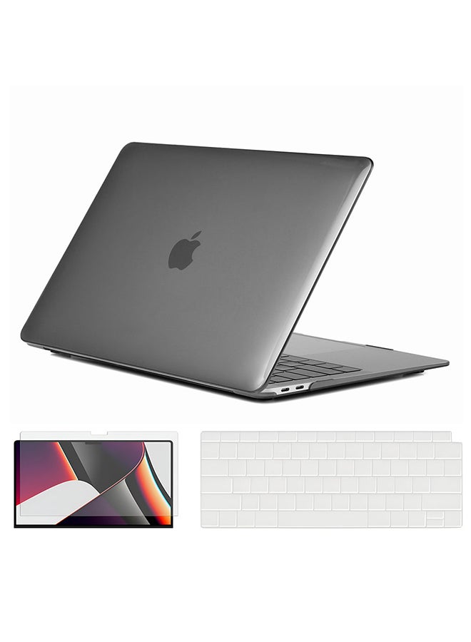 O Ozone Slim Crystal Case Compatible with MacBook Air 13 inch (A2681) M2 2022, (A3113) M3 2024 Hard Case with Keyboard Cover & Screen Protector, Black