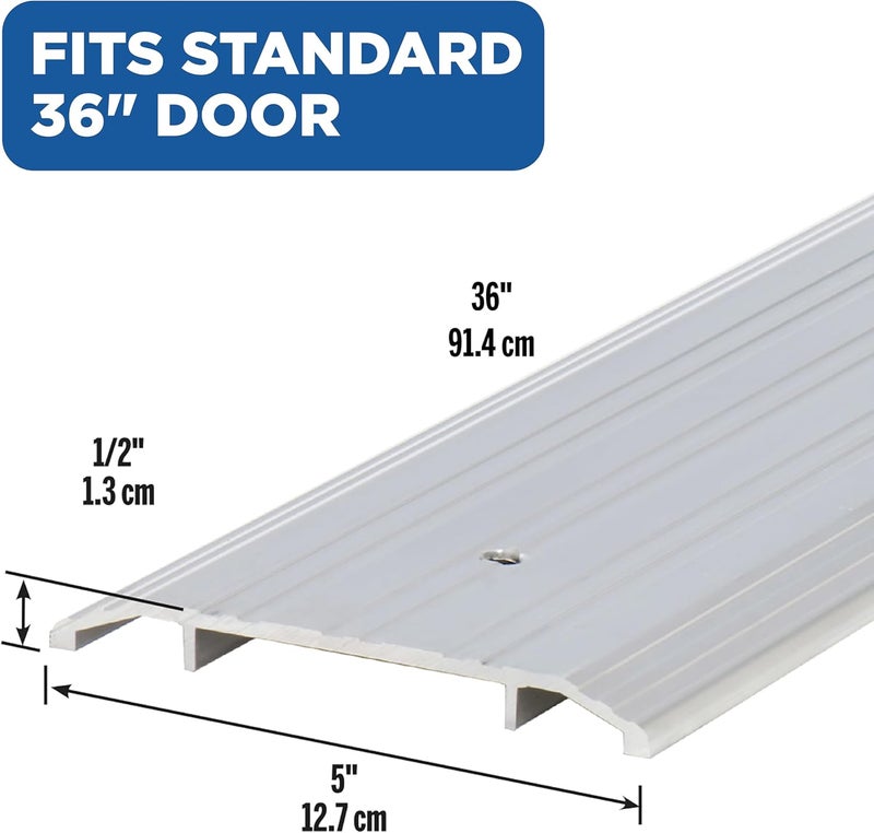 M-D Building Products 68320 Fluted Saddle Threshold - 36-Inch Length, 5-Inch Width, 1/2-Inch Height, Aluminum, Mill Finish - Image 2