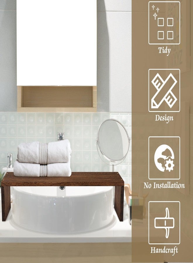 Menkxi Over The Sink Shelf Bathroom Wood Pedestal Soap Stand Farmhouse Bathroom Decor Decorative Over The Sink Shelf for Kitchen(23.62 x 7.87 x 5.91 Inches,Dark Brown) - Image 4