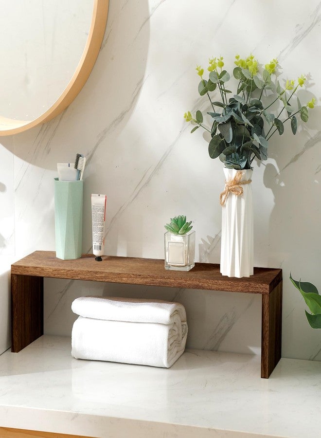 Menkxi Over The Sink Shelf Bathroom Wood Pedestal Soap Stand Farmhouse Bathroom Decor Decorative Over The Sink Shelf for Kitchen(23.62 x 7.87 x 5.91 Inches,Dark Brown) - Image 1