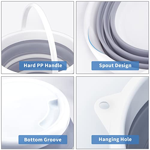 Craftend Collapsible Bucket 10L 2.6 Gallon Cleaning Bucket Mop Bucket Folding Foldable Portable Small Plastic Water Supplies for Outdoor Garden Camping Fishing Car Wash Space Saving - Image 5