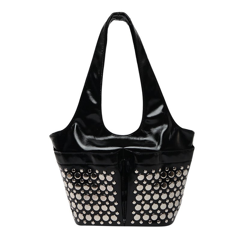 Personalized Polka Dot Rivet Tote Bag For Women 2025 Spring And Versatile Gothic Style Single Shoulder Armpit Bag Trendy - Image 1