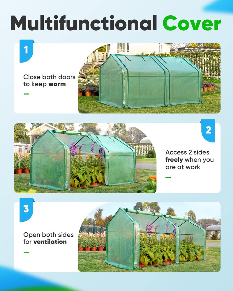 Quictent Mini Greenhouse, Portable Quick-Setup Small Tabletop Waterproof UV Protected PE Cover Shelter for Outdoors/Indoors W/ Raised Base for Garden Plant Seed Starting, 71"x36"x36", Green - Image 5
