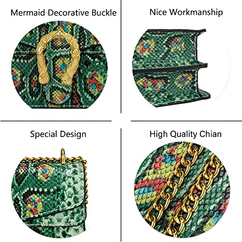 DEEPMEOW Women's Shoulder Chain Bag Crossbody Purse - PU Leather Messenger Bag Evening Square Satchel Handbag（Green） - Image 4