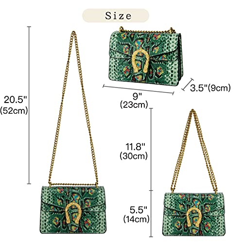 DEEPMEOW Women's Shoulder Chain Bag Crossbody Purse - PU Leather Messenger Bag Evening Square Satchel Handbag（Green） - Image 2