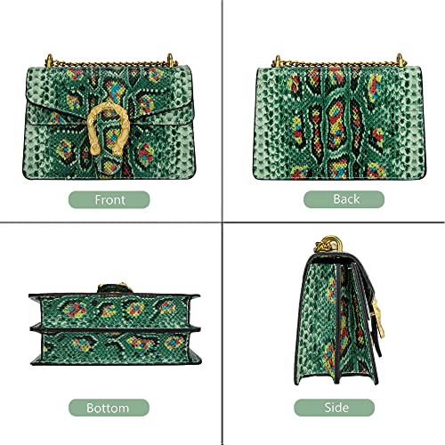 DEEPMEOW Women's Shoulder Chain Bag Crossbody Purse - PU Leather Messenger Bag Evening Square Satchel Handbag（Green） - Image 3