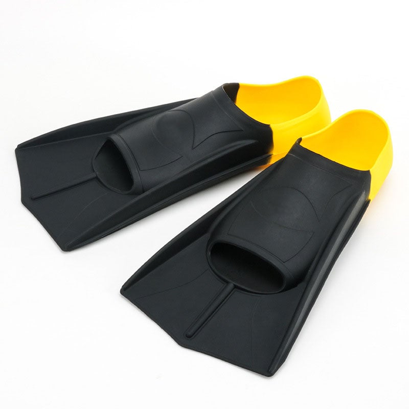 دولفين زعانف قصيرة للتدريب على السباحة من السيليكون مقاس XS (30-32)، أسود & أصفر