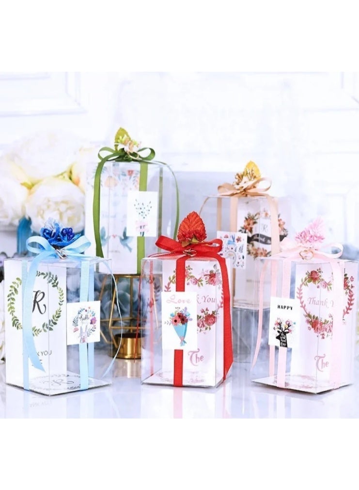 ANUM BY MUNA "Transparent gift boxes with a golden base for wedding favors (Queen's distribution) size 5x5x5cm (Dozen - 12 pieces)" - Image 2