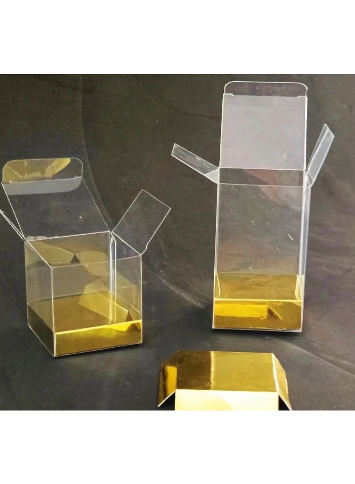 ANUM BY MUNA "Transparent gift boxes with a golden base for wedding favors (Queen's distribution) size 5x5x5cm (Dozen - 12 pieces)" - Image 1