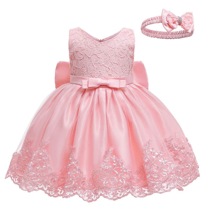 LZH Baby Girl Dresses Bowknot Lace Pageant Party Wedding Flower Girl Dress 12-18 Months - Image 2