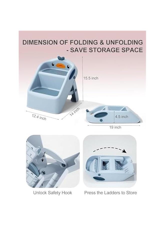 HOOKOR Toddler Step Stool for Kids Bathroom Sink,Toilet Step Stool Toddler with Handle, 2 Step Stool for Kids Potty Training, Plastic Toddler Step Stool Assistant for Kitchen (Blue)  - Image 5