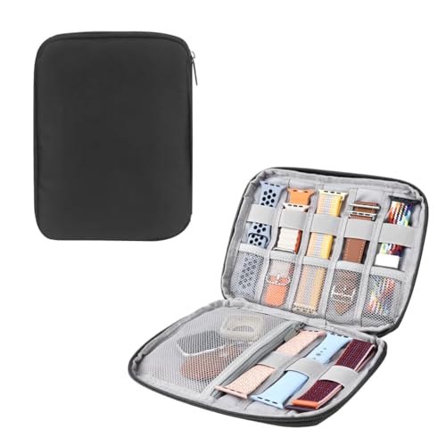 SQUISHCO Watch Band Organizer, Portable Watch Band Case for Travel, Compact Watch Band Holder with Multiple Slots, Black - Image 1