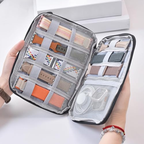 SQUISHCO Watch Band Organizer, Portable Watch Band Case for Travel, Compact Watch Band Holder with Multiple Slots, Black - Image 2