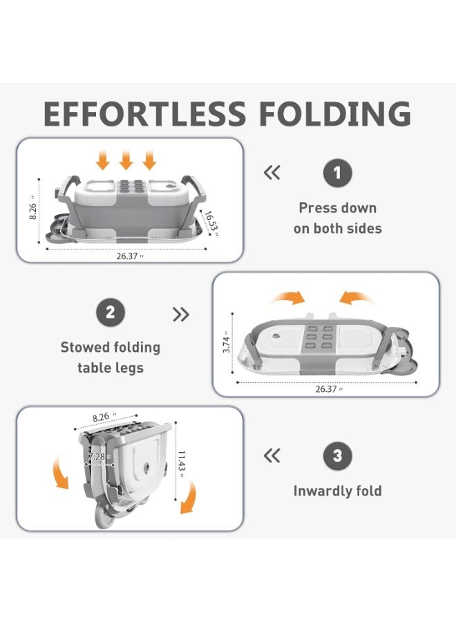 آه آه حوض استحمام قابل للطي للأطفال، مجموعة حوض استحمام قابل للطي للأطفال من حديثي الولادة إلى الأطفال الصغار، حوض استحمام محمول للسفر مزود بفتحة تصريف، أحواض استحمام متينة للأطفال من حديثي الولادة إلى الأطفال الصغار مزودة بفرشة مانعة للانزلاق (رمادي) - Image 3