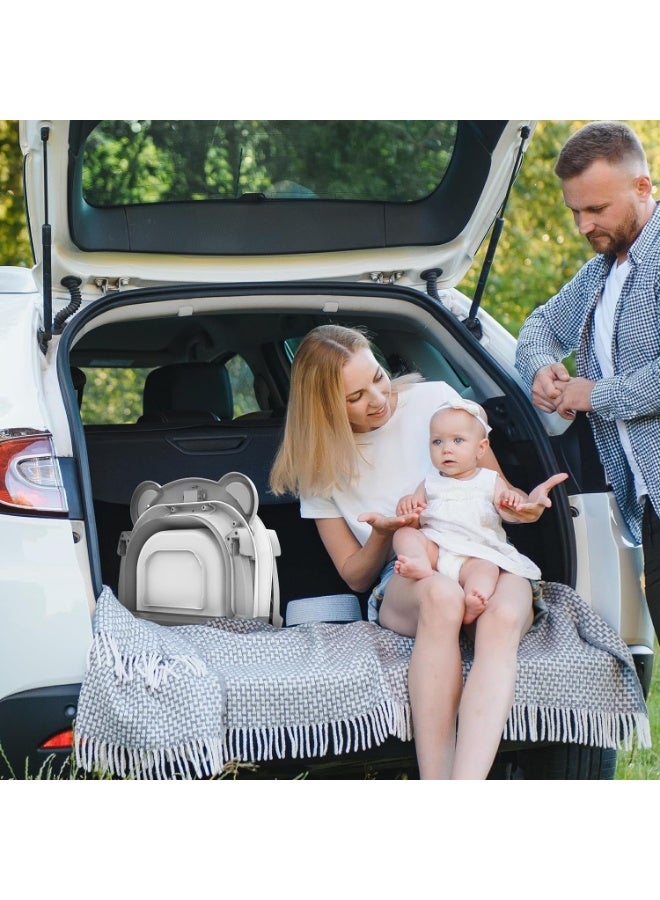 آه آه حوض استحمام قابل للطي للأطفال، مجموعة حوض استحمام قابل للطي للأطفال من حديثي الولادة إلى الأطفال الصغار، حوض استحمام محمول للسفر مزود بفتحة تصريف، أحواض استحمام متينة للأطفال من حديثي الولادة إلى الأطفال الصغار مزودة بفرشة مانعة للانزلاق (رمادي) - Image 5