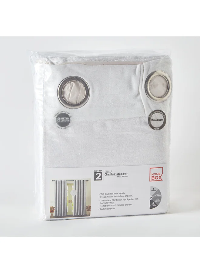 Home Box Stella 2-Piece Extra Long Chenille Curtain Set 300 x 140 cm