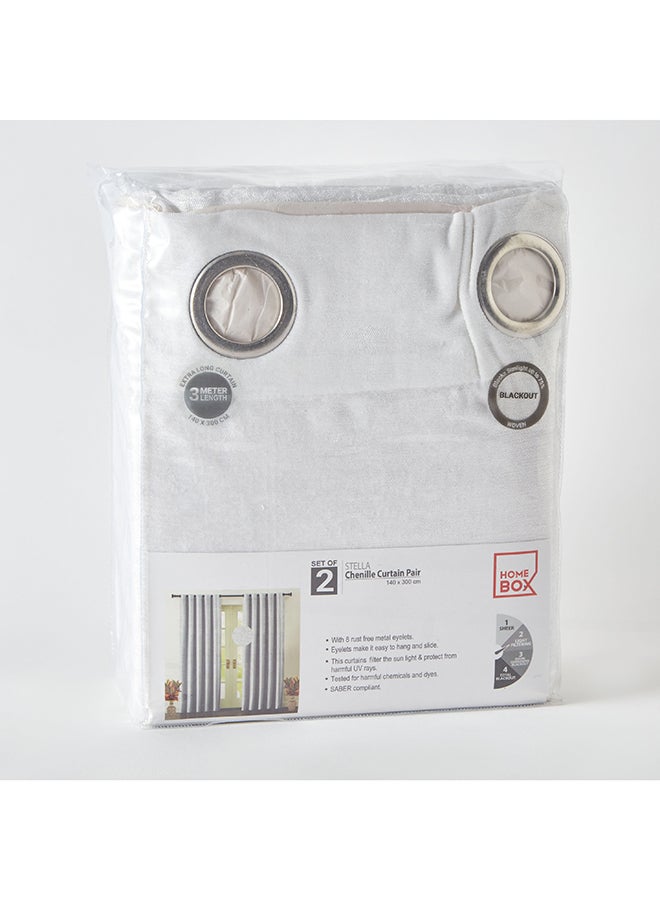 Home Box Stella 2-Piece Extra Long Chenille Curtain Set 300 x 140 cm - Image 4