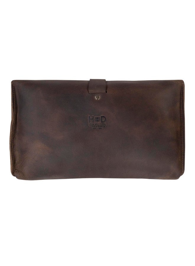 Hide & Drink , Leather Clutch Bag/Handbag/Accessory Organizer/Phone Bag/Case, Handmade Includes 101 Year Warranty :: Bourbon Brown - Image 3