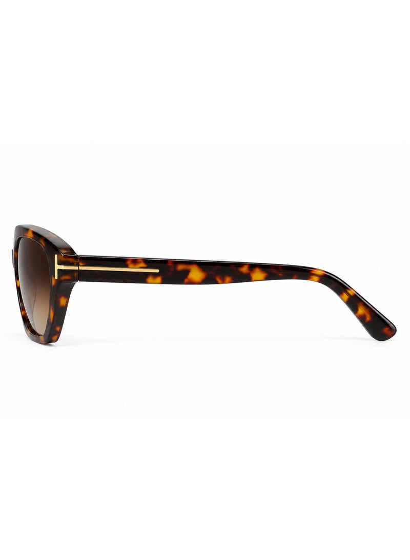 Geometric Cat-Eye Tortoiseshell Sunglasses with Brown Gradient Lenses and Gold-Tone Accents - Image 3