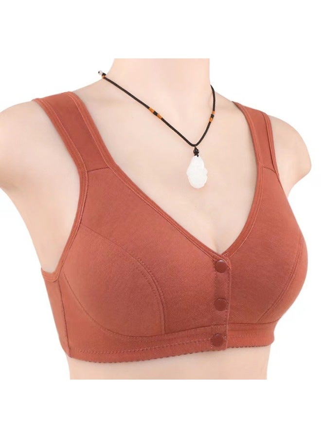 Glossy Front Buckle Underwear Women's Soft Cotton Vest-style Middle-aged And Elderly Bra Plus Size Wireless Underwear Women