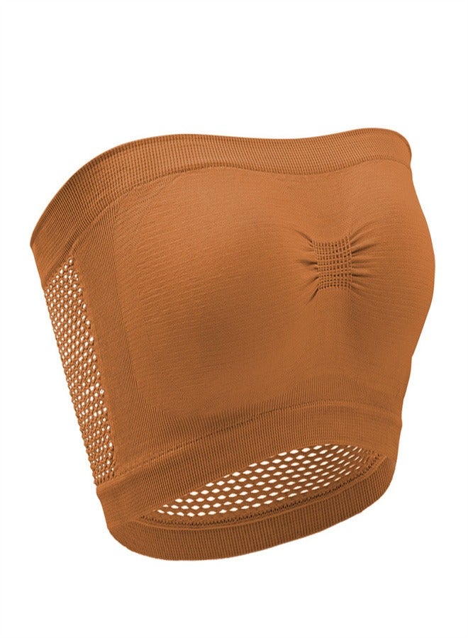 Loquat Seamless One Line Sports Bra Coffee Color  - Image 1