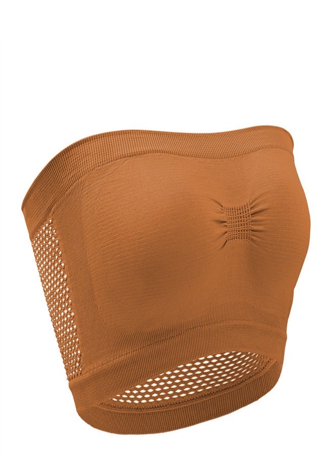 Loquat Seamless One Line Sports Bra Coffee Color  - Image 3