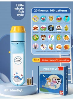Projector Flashlight Children's Children's Children's Day Gift Educational Early Education Star Light Toy Girl Boy Baby Story Machine-Color:Little Whale [20 Sets Of Themes, 160 Patterns, Free Batteries + Screwdriver + Exquisite Gift Box]