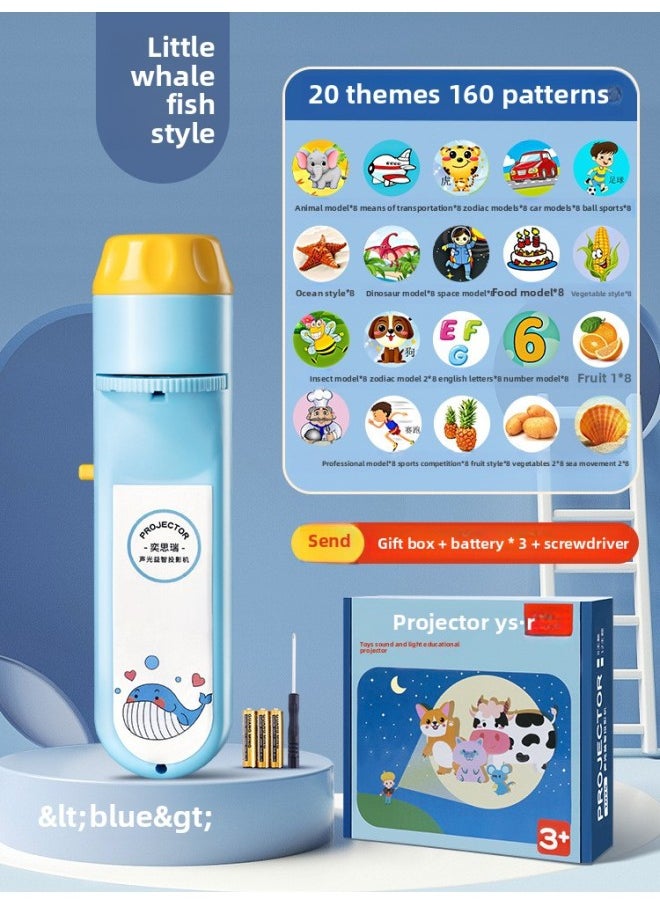 Generic - Projector Flashlight Children's Children's Children's Day Gift Educational Early Education Star Light Toy Girl Boy Baby Story Machine-Color:Little Whale [20 Sets Of Themes, 160 Patterns, Free Batteries + Screwdriver + Exquisite Gift Box] - Image 1