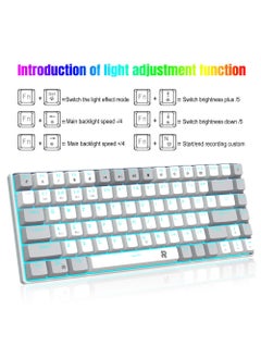 Rock Pow ROCK POW 84 Keys Wired Mechanical Gaming Keyboard Ice Blue Backlit Ultra-Compact Waterproof Mini Compact Keyboard for PC/Mac Gamer Typist Easy Carry on Trip Blue Switch  - Image 2