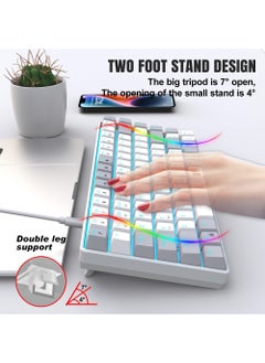 Rock Pow ROCK POW 84 Keys Wired Mechanical Gaming Keyboard Ice Blue Backlit Ultra-Compact Waterproof Mini Compact Keyboard for PC/Mac Gamer Typist Easy Carry on Trip Blue Switch  - Image 4