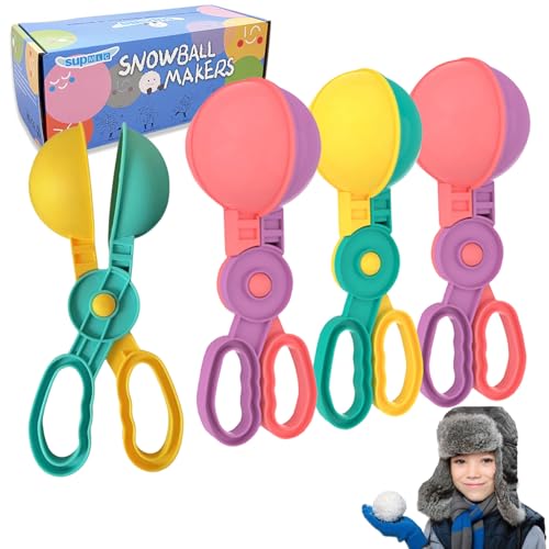 SupMLC Snow Toys Snowball Maker 4 pcs Winter Snowball Tool Kit with Handle for Snow Ball Shapes Fights Outdoor Winter Toys Snow Ball Clip for Boys Girls Toddler Adults - Image 1