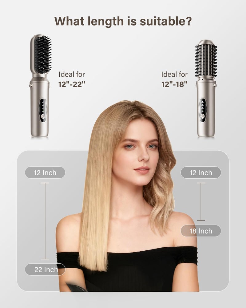 Tqcir Cordless Hair Straightener Brush, 2 in 1 Curling & Straightening Brush with 200 Million Negative Ions, Mini Travel Hot Straightener Comb for Women, Fast Heating & Dual Voltage - Image 5