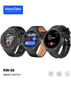 Haino Teko Smart Watch GT5 Pro Round Screen AMOLED Display with 3 Pair Straps and Wireless Charger Black  - Image 2