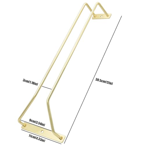 zoohot 12-Inch Gold Wine Glass Rack, Under Cabinet Wine Glass Holder Stemware Rack - Hanging Stemware Holder for Cabinet Kitchen Bar, Set of 3 - Image 2