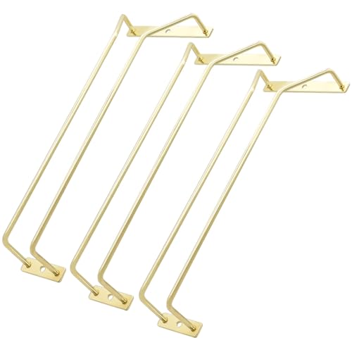 zoohot 12-Inch Gold Wine Glass Rack, Under Cabinet Wine Glass Holder Stemware Rack - Hanging Stemware Holder for Cabinet Kitchen Bar, Set of 3 - Image 1